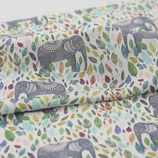 Elephant Ethnic Patterned Fabric made in Korea by Half Yard Digital Textile Printing