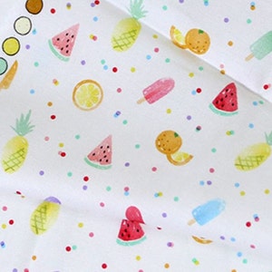 Popsicle Fruits Patterned Fabric, Cute, Kids, Sewing, Quilt made in Korea by Half Yard  DTP(Digital Textile Printing) Method