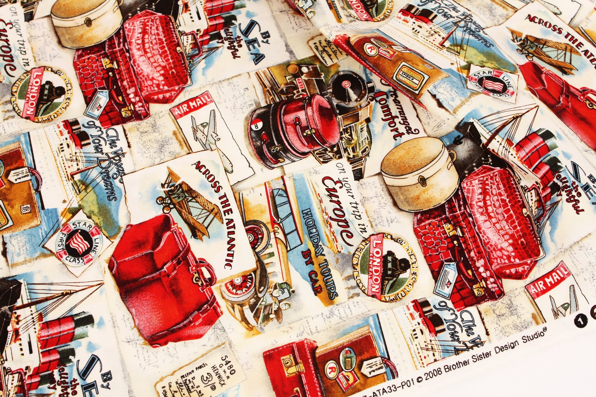 vintage travel fabric