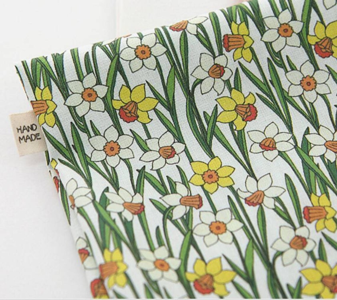 Narcissus Daffodil Flower Patterned Fabric Cute Sewing Etsy