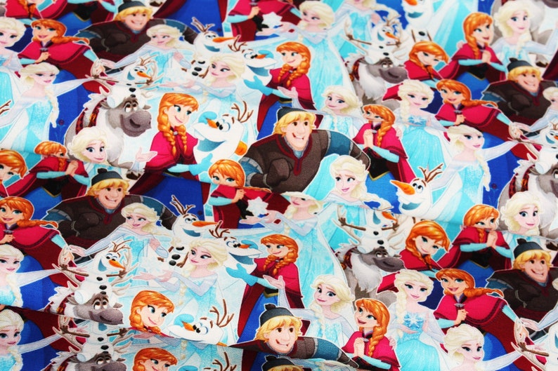 Disney Frozen Elsa Anna Olaf Kristoff Sven Fabric Printed in - Etsy