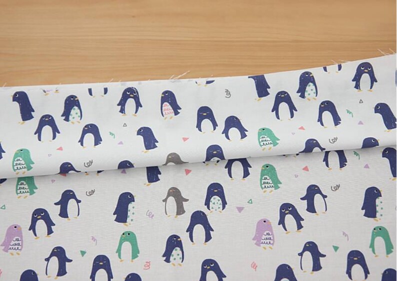 Penguin Patterned Fabric made in Korea by Half Yard Digital Textile Printing
