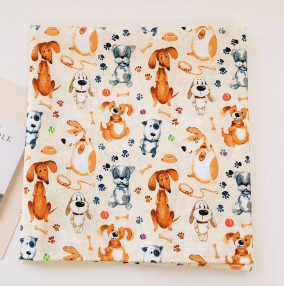 Dog Puppy Printed Fabric by the Half Yard Etsy Singapore