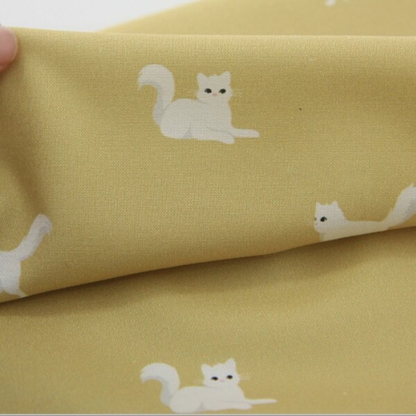 Turkish Angora Cat Kitten Patterned Fabric made in Korea by the Half Yard Digital Textile Printing