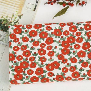 Camellia Flowers Patterned Fabric made in Korea by Half Yard