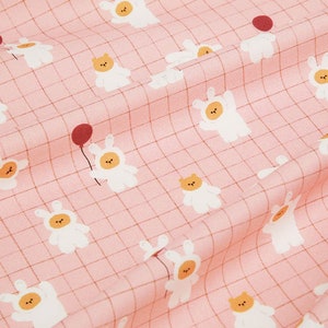 Cute Bear Rabbit Bunny Animal Patterned Fabric, Cute, sewing, Quilt made in Korea Half Yard