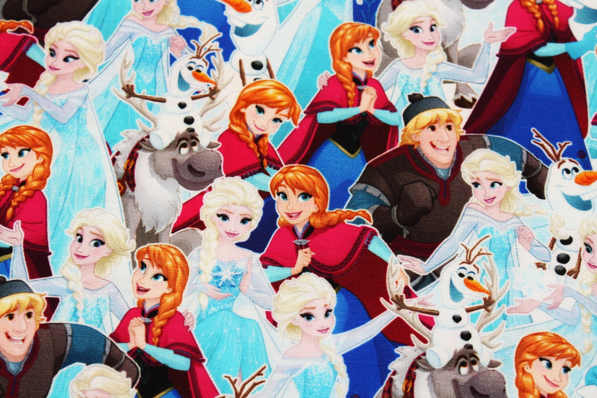 Disney Frozen Elsa Anna Olaf Kristoff Sven Fabric Printed in | Etsy