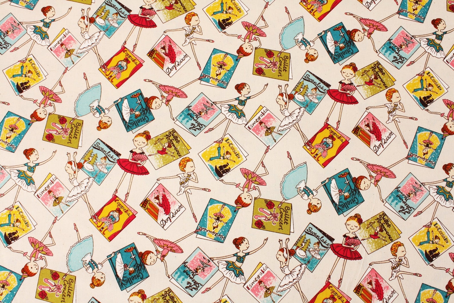 ballet ballerina printed fabric made in japan by the half yard