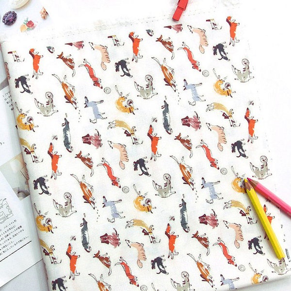 My Happy Puppy Dog Patterned Fabric made in Korea by Half Yard Digital Textile Printing