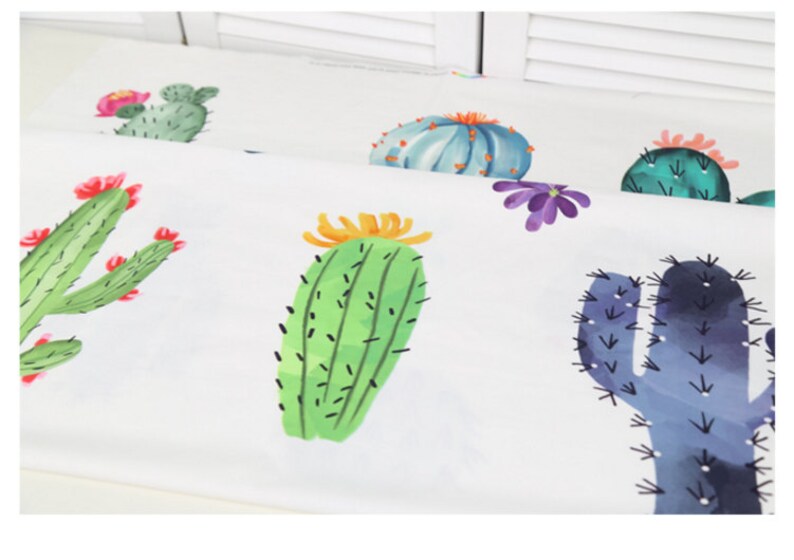 Big Cactus Patterned Fabric Cute sewing Quilt made in Korea Etsy