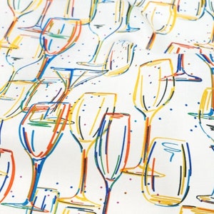 Wine Glass Patterned Fabric made in Korea by Half Yard