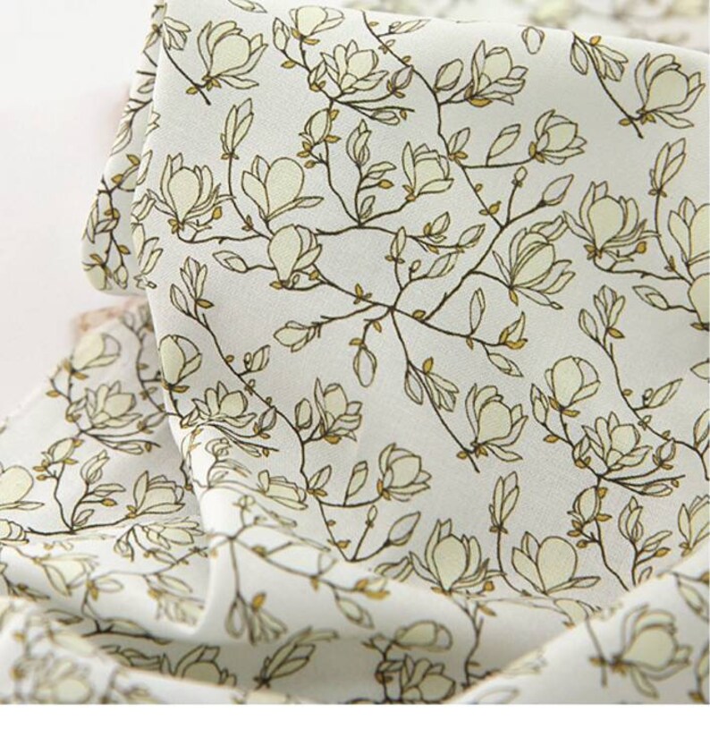 Magnolia Flower Patterned Fabric Cute Sewing Quilt Made in Etsy