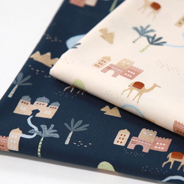 Desert Camel Patterned Fabric made in Korea by the Half Yard