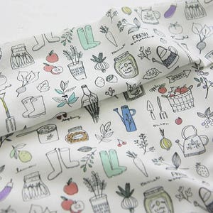 Farm Vegetable  Patterned Fabric, Cute, Kids, Sewing, Quilt made in Korea by Half Yard