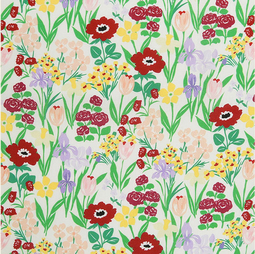 Flowers Garden Floral Patterned Fabric Made in Korea by the - Etsy