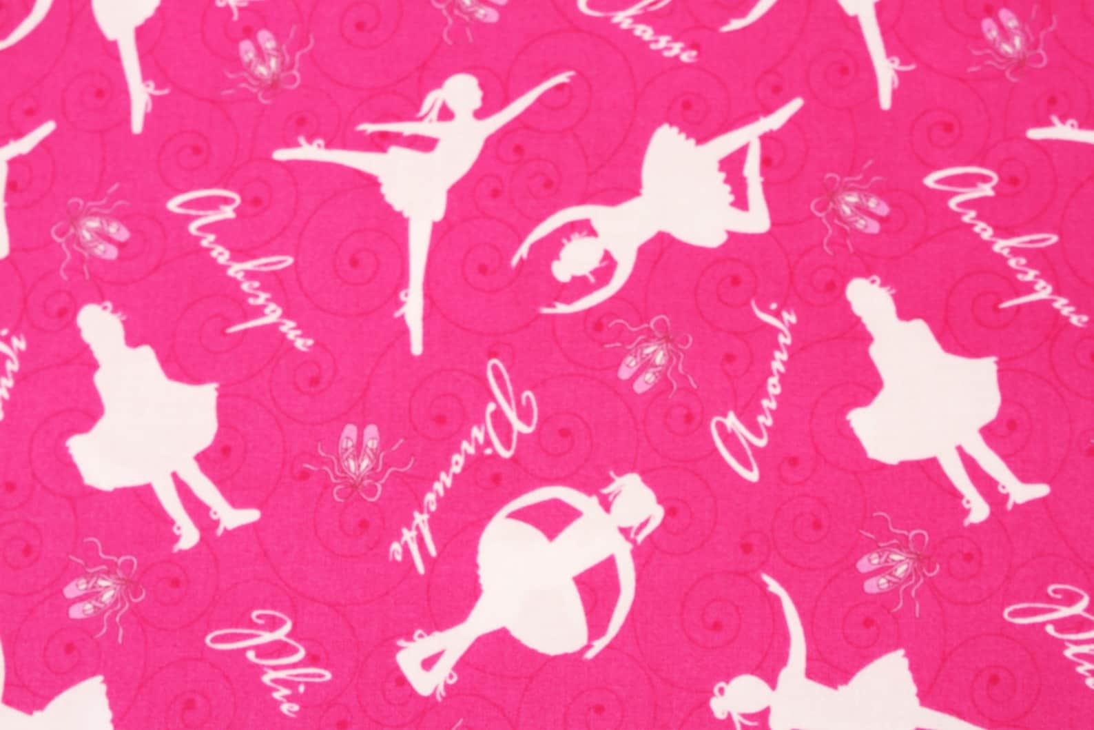 ballerina ballet shoes printed fabric by the half yard