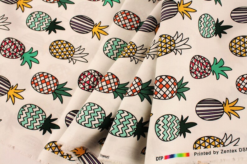 Pineapple Patterned Fabric made in Korea by the Half Yard Etsy