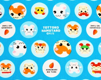 Hamtaro Tottoko Hamutaro Character Cotton Fabric made in Japan by the Half Yard