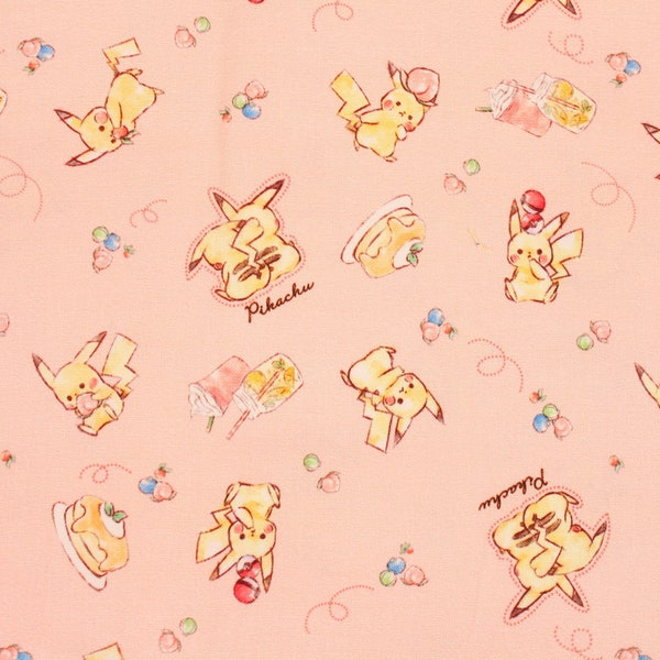 Pocket Monster, Pokemon, Pikachu Character Licensed Fabric made in Korea by the Half Yard