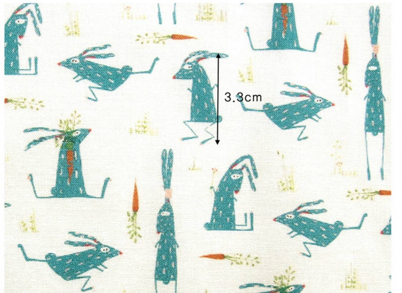 Rabbit Patterned Fabric Cute Kids Sewing Quilt Made in | Etsy