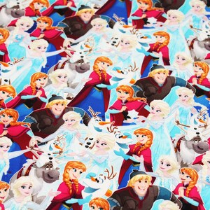Disney Frozen Elsa Anna Olaf Kristoff Sven Fabric Printed in - Etsy