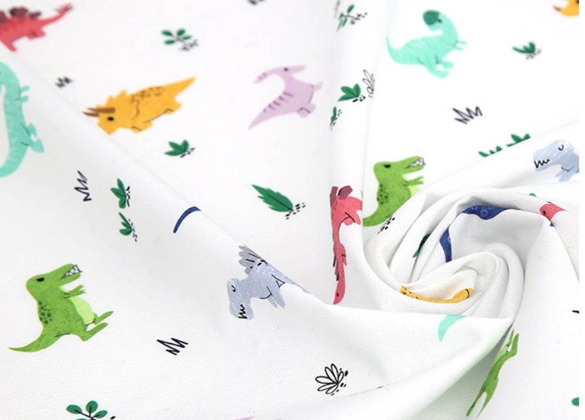 Colorful Dinosaur Patterned Fabric Cute Kids Sewing Quilt Etsy