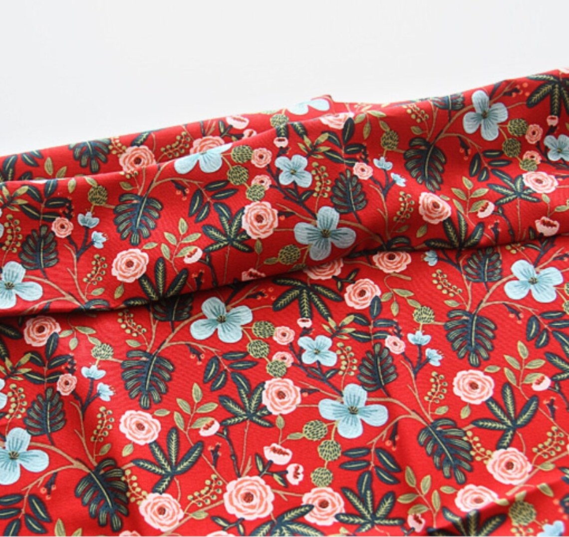Flowers Floral printed Korean Fabric by the Half Yard Oxford Etsy