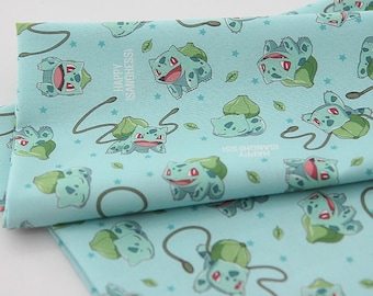 Pocket Monster, Pokemon,Bulbasaur Pikachu Character Licensed Fabric made in Korea / Half Yard