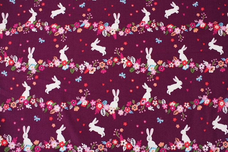 Saturday Morning Rabbit Bunny Fabric by Michael Miller Fabrics Etsy