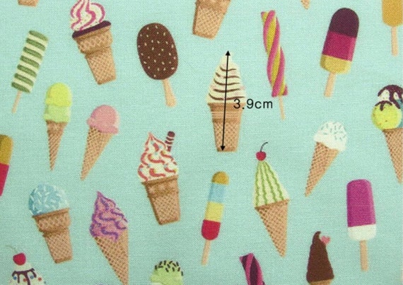 Ice Cream Cone Patterned Fabric Made In Korea By Half Yard Etsy