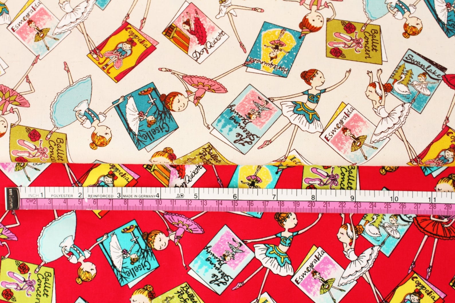ballet ballerina printed fabric made in japan by the half yard