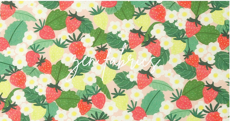 Strawberry Fruits patterned OEKO-TEX® Fabric Floral Fabric - Etsy 日本