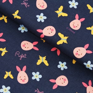 Winnie the Pooh Piglet Face Antibiosis Cotton Fabric made in Korea by the Half Yard