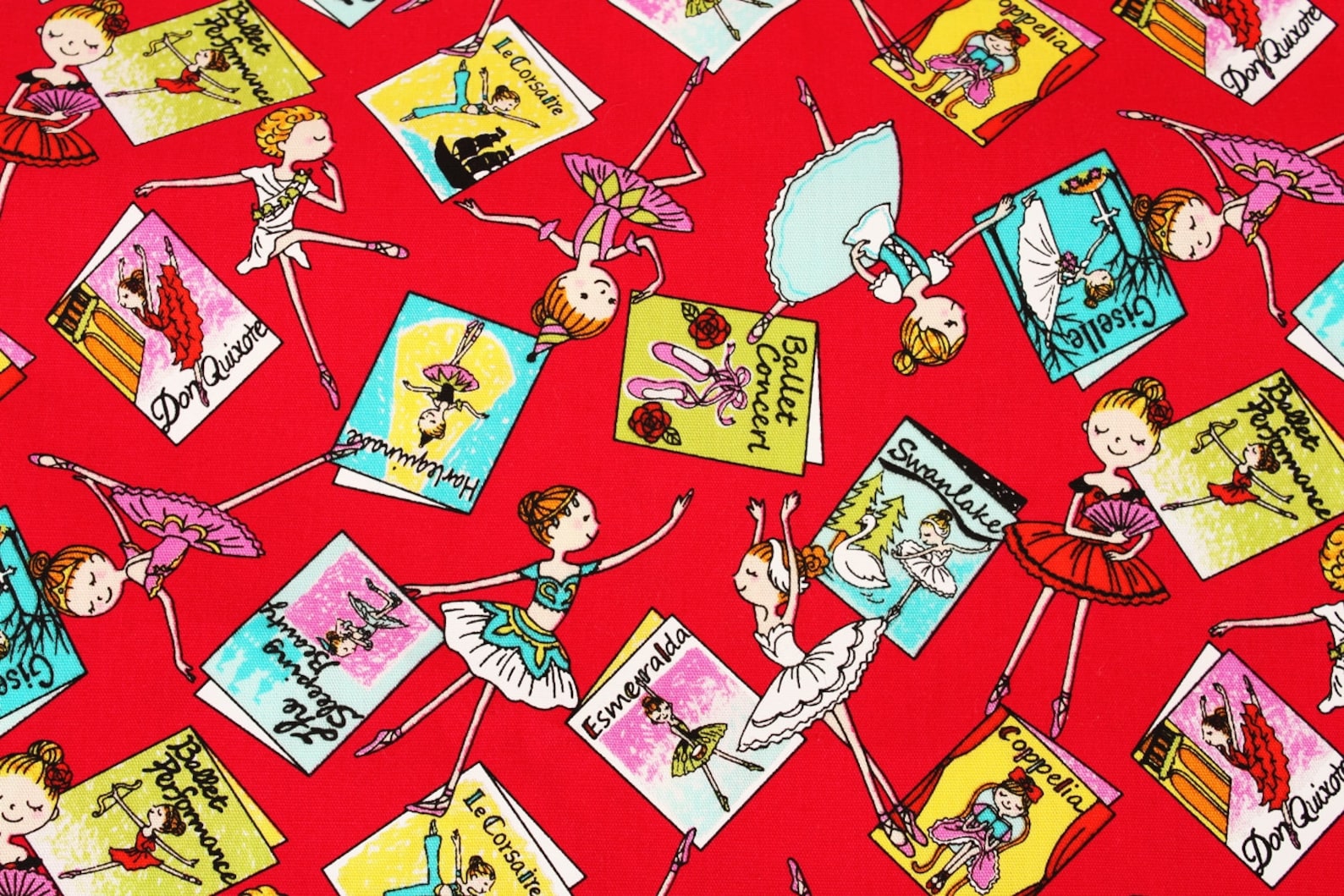 ballet ballerina printed fabric made in japan by the half yard