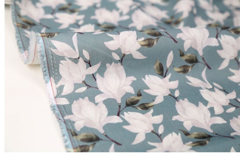 Magnolia Flower Patterned Fabric Made in Korea by Half Yard / Etsy