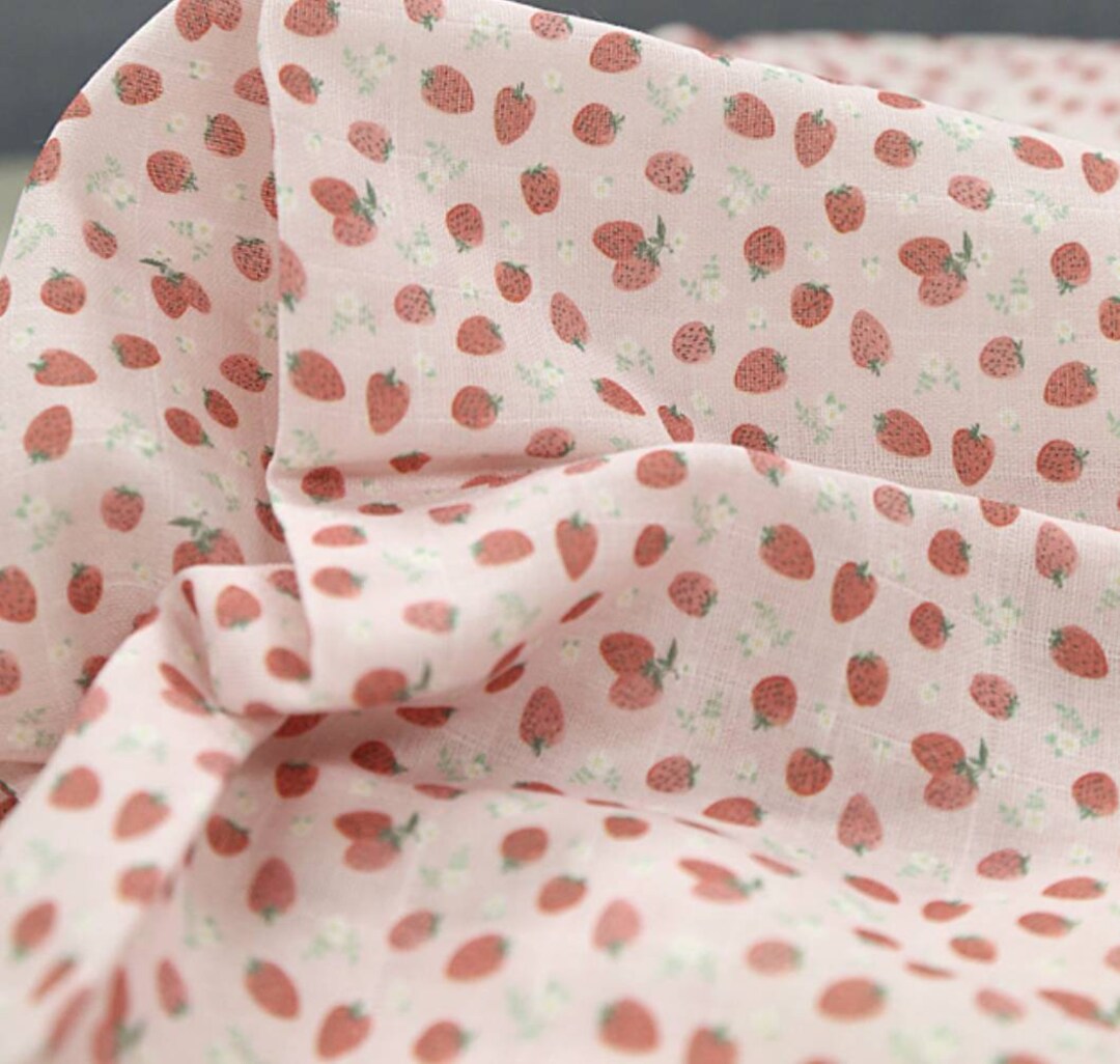 Double Gauze Strawberry Patterned Fabric Made in Korea by the Etsy UK