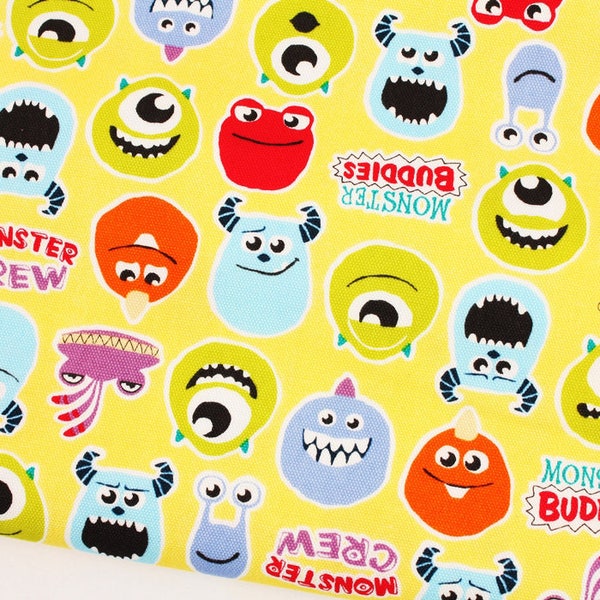 Disney&Pixar Monster Buddies Crew Oxford Fabric made in Japan FQ 45cm by 53cm or 18" by 21"