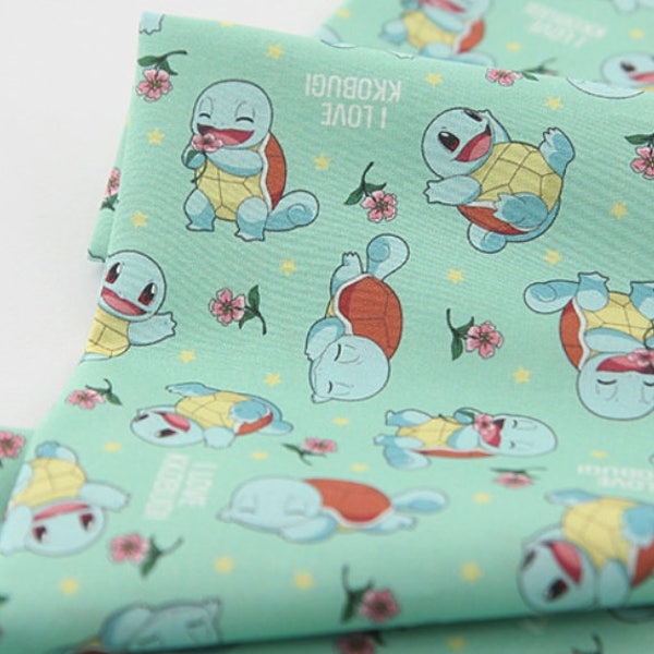 Pocket Monster, Pokemon, Squirtle Pikachu  Character Fabric made in Korea by the Half Yard