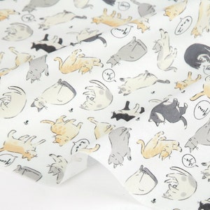 Cat Kitten Patterned Fabric made in Korea by Half Yard Digital Textile Printing