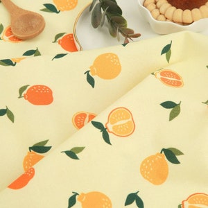 Hanrabong Jeju Orange Fruits Citruss Patterned Fabric made in Korea by the Half Yard  DTP(Digital Textile Printing)