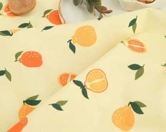 Hanrabong Jeju Orange Fruits Citruss Patterned Fabric made in Korea by the Half Yard  DTP(Digital Textile Printing)