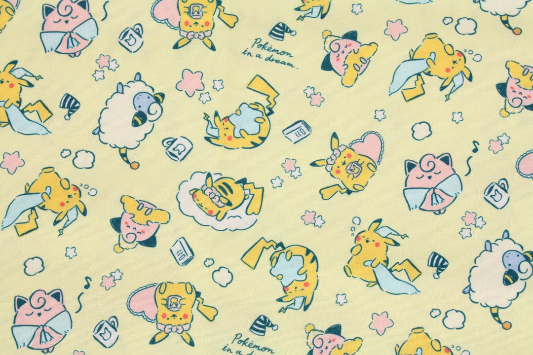 キャラクター生地 ポケットモンスターポケモンピカチュウ 昼寝 コットン100 シーチング Pocket Etsy 日本