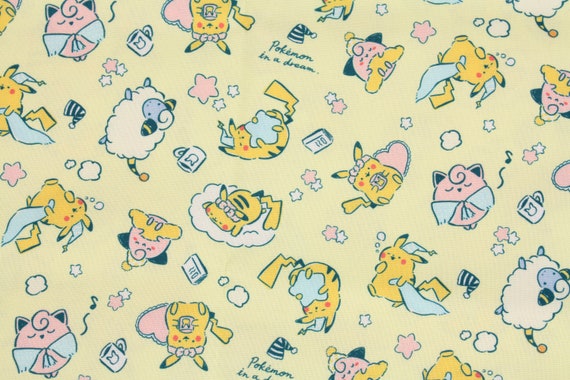 キャラクター生地 ポケットモンスターポケモンピカチュウ 昼寝 コットン100 シーチング Pocket Etsy 日本