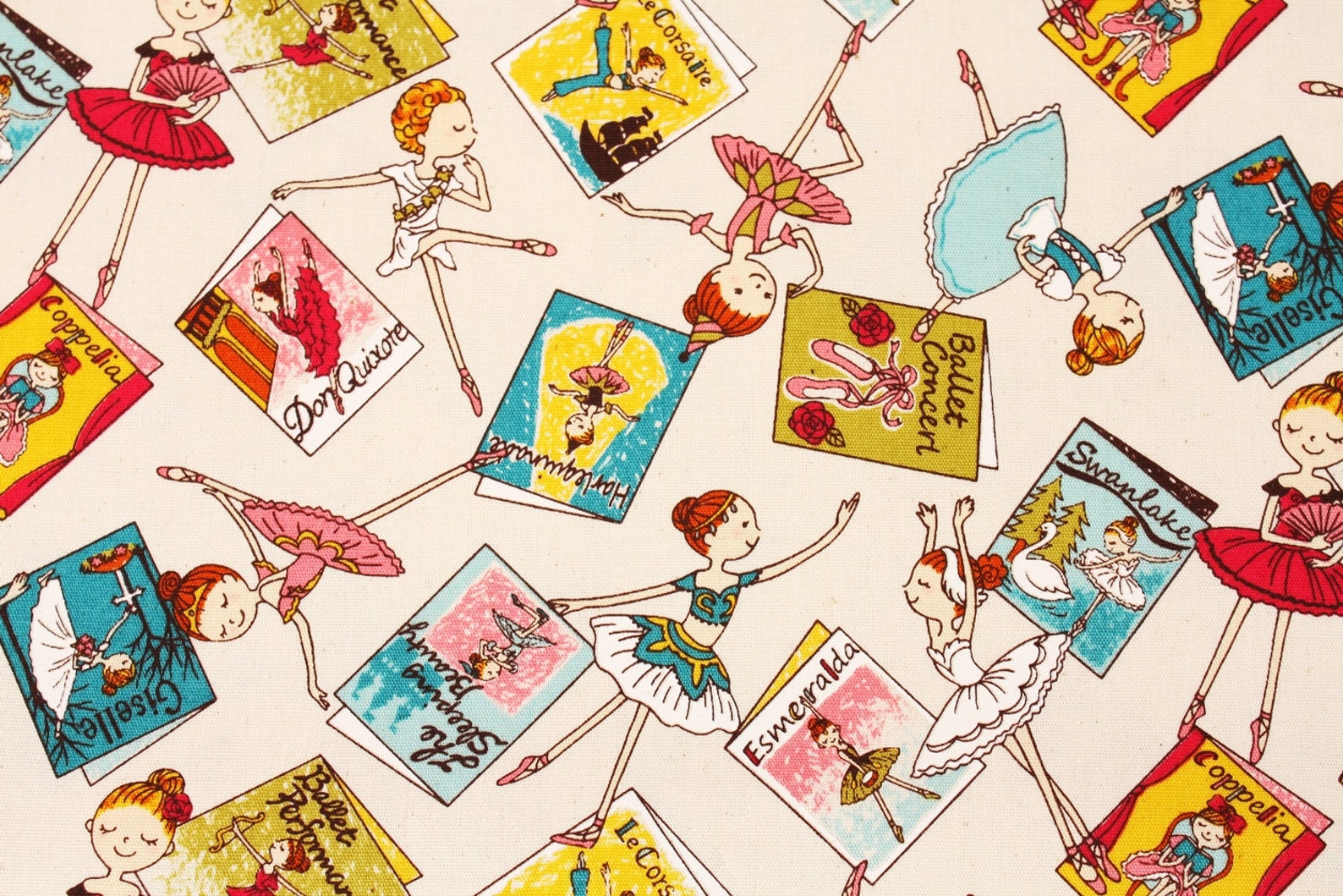ballet ballerina printed fabric made in japan by the half yard