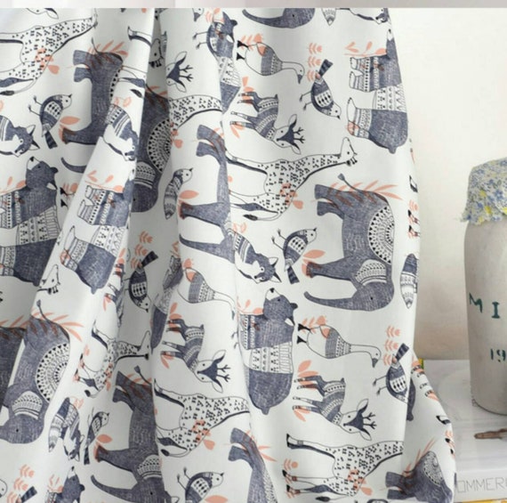 Animals Patterned Fabric made in Korea by Half Yard Digital Textile Printing