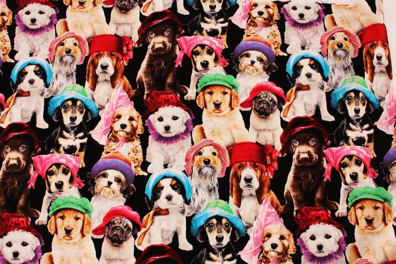 Dogs Puppies Cotton Fabric by Elizabeth's Studio by the Etsy