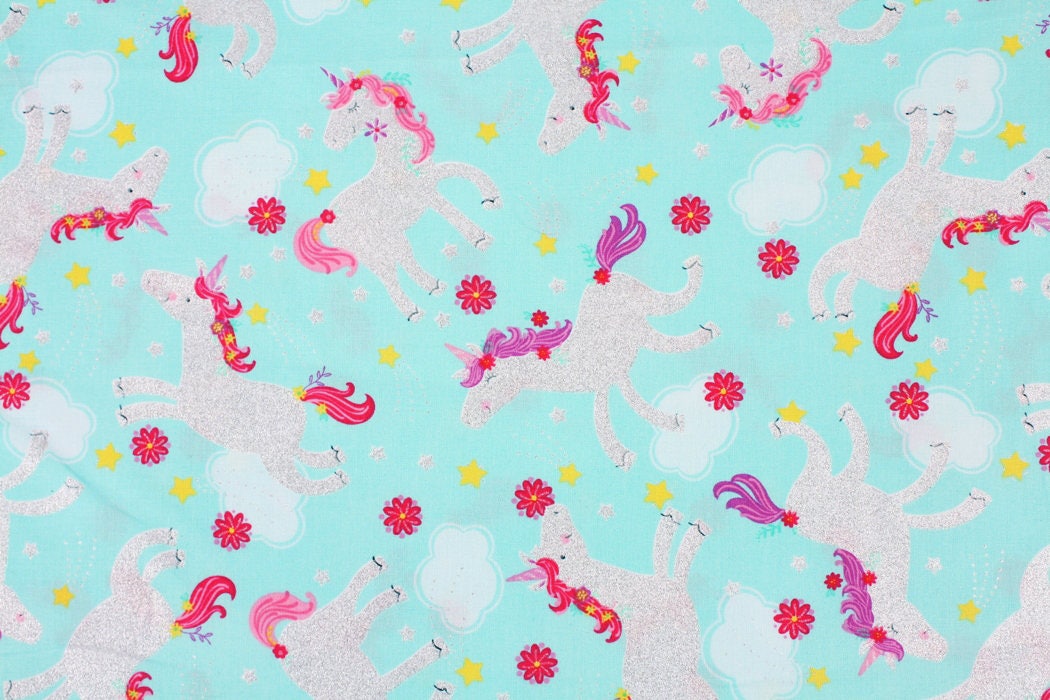 Glitter Unicorn Fabric by Timeless Treasures Fabrics by the Etsy