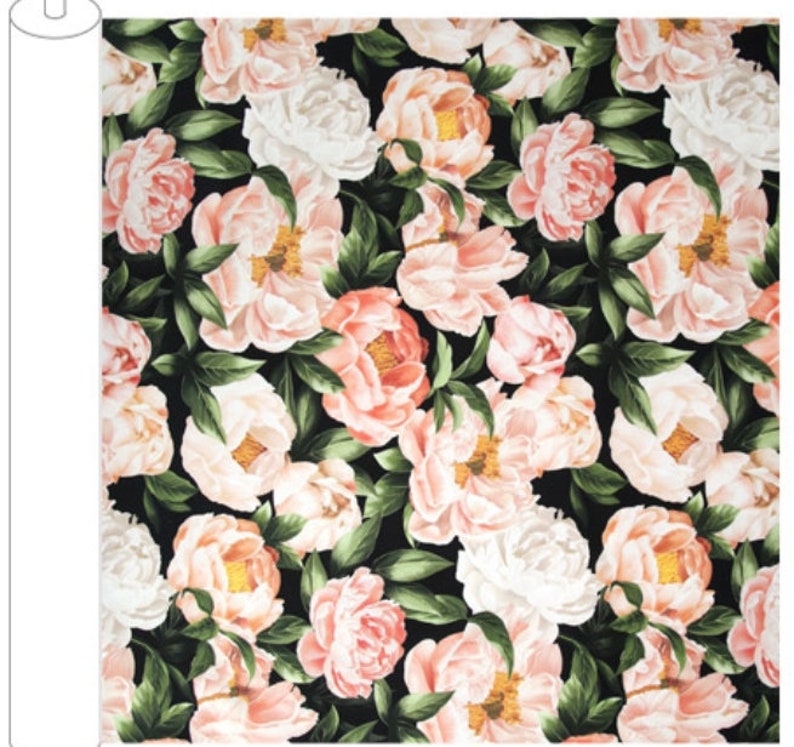 Peony flowers Patterned Fabric made in Korea by the Half Yard