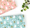 Rabbit Bunny Patterned Fabric made in Korea by Half Yard Digital Textile Printing product logo