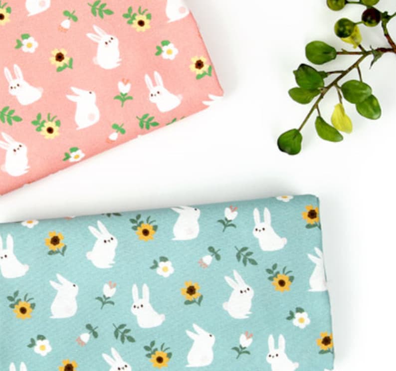 Rabbit Bunny Patterned Fabric made in Korea by Half Yard Digital Textile Printing